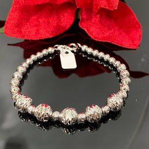925 Sterling Silver Diamond Cut Bead Bracelet